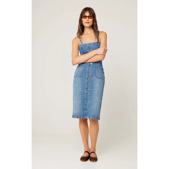 Rollas Vintage Blue Venice Denim Midi Dress - Women's M Y2k - Picture 1 of 10